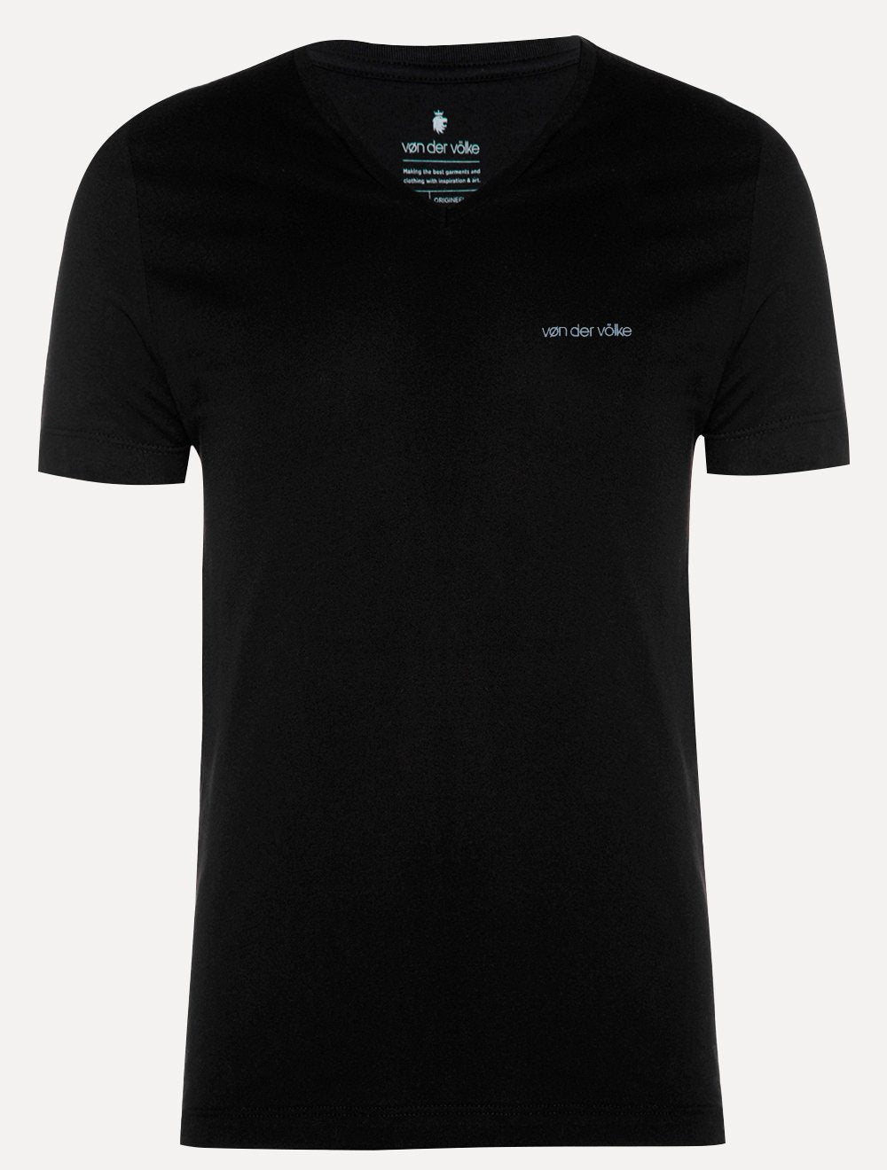 Camiseta Von der Volke Masculina Origineel V-Neck Basis Logo Preta