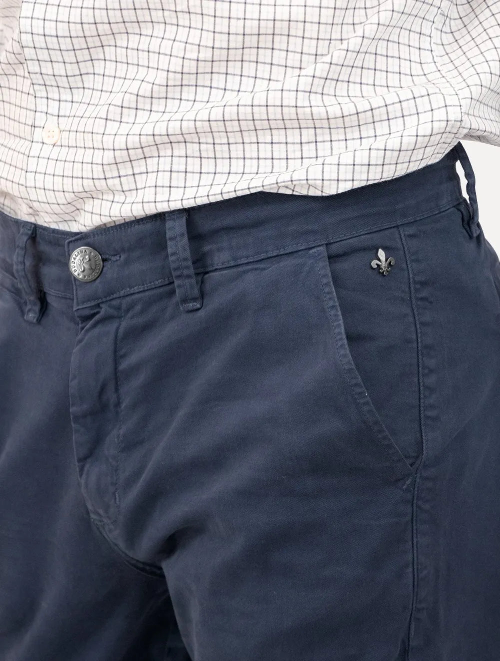 Calça Dudalina Masculina Sarja Slim Faca Color Azul Marinho