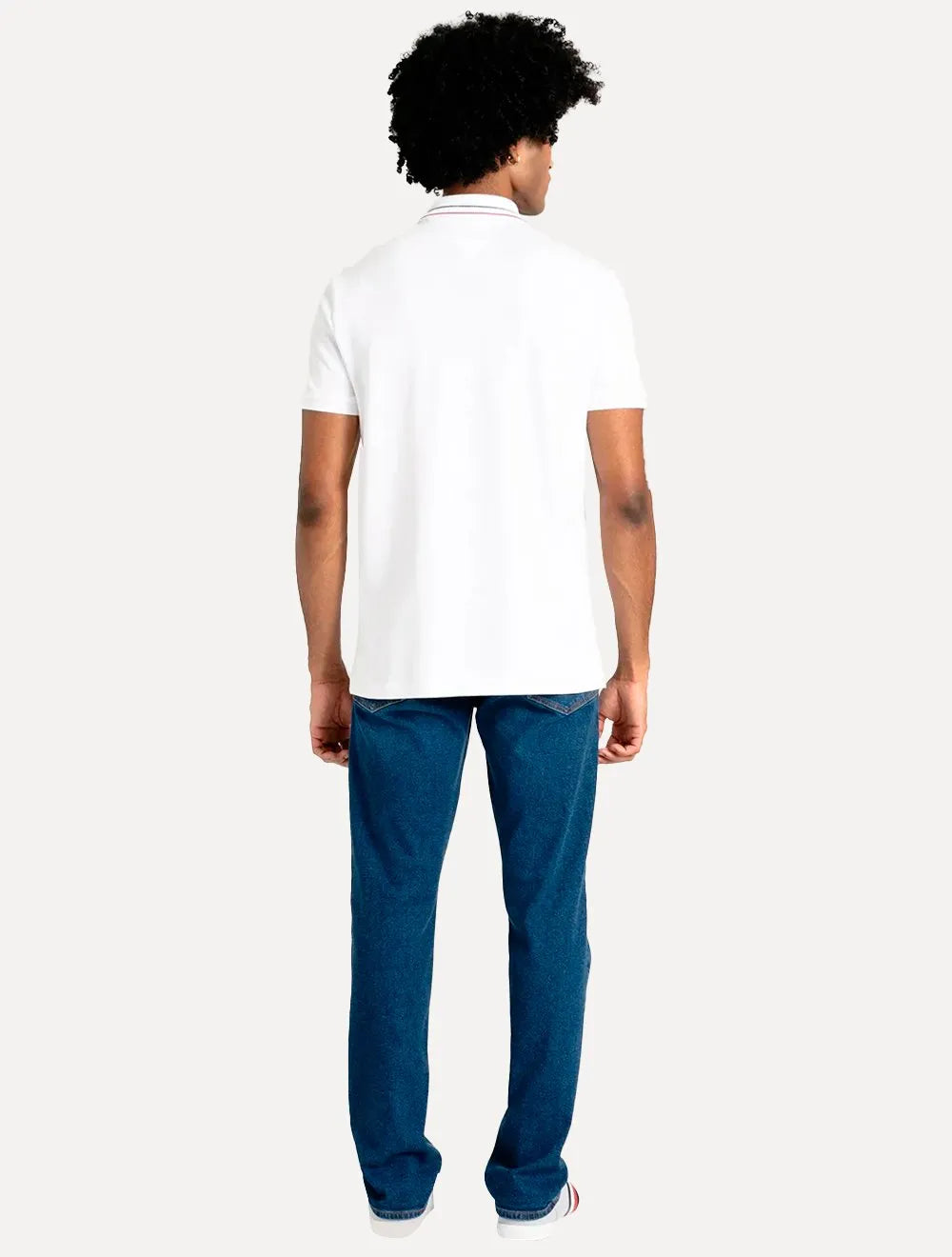 Polo Tommy Hilfiger Masculina Regular Placket Interest Branca