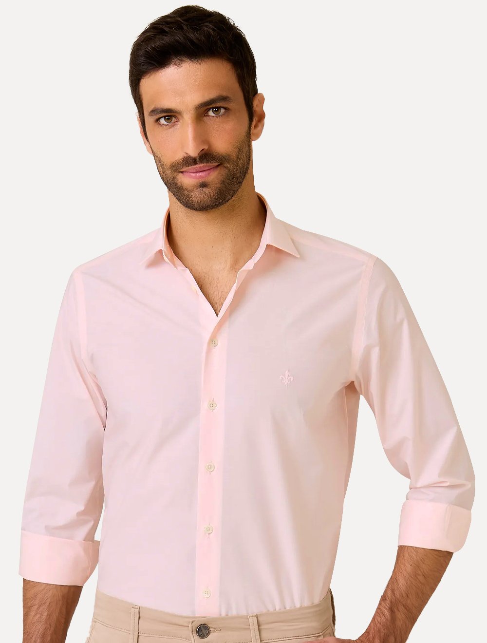 Camisa Dudalina Masculina Comfort Tricoline Lisa Rosa