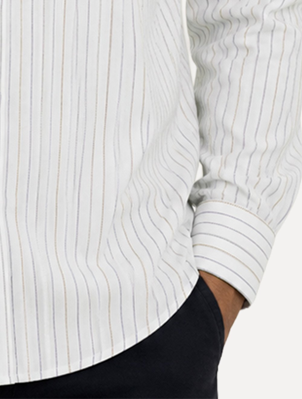 Camisa Dudalina Masculina Slim Slub Cotton Flame Listras Branca