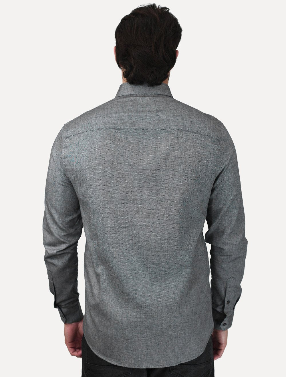 Camisa Calvin Klein Jeans Masculina Regular Oxford Leve Logo Cinza Mescla