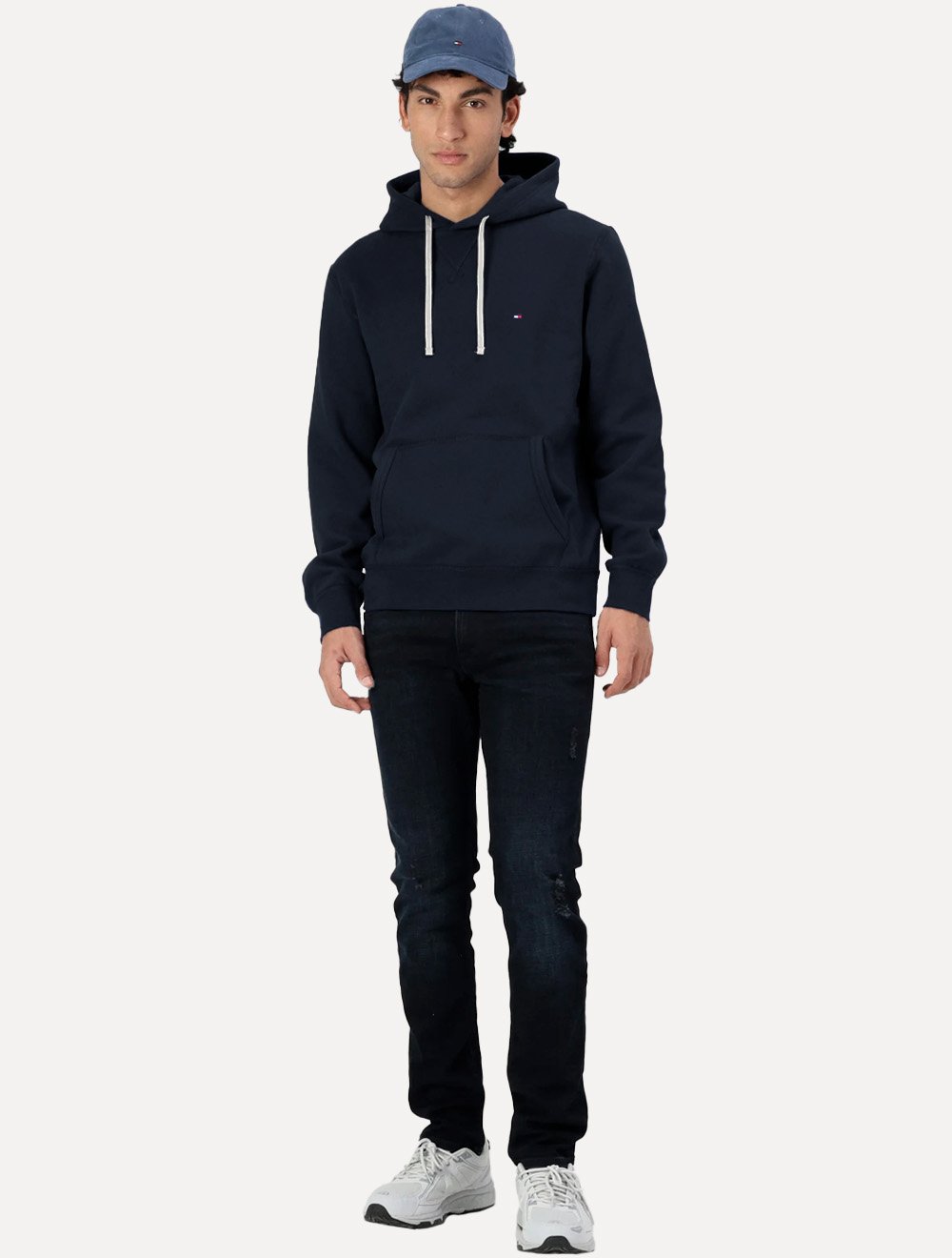 Moletom Tommy Hilfiger Masculino Essential Fleece Hoody Flag Azul Marinho