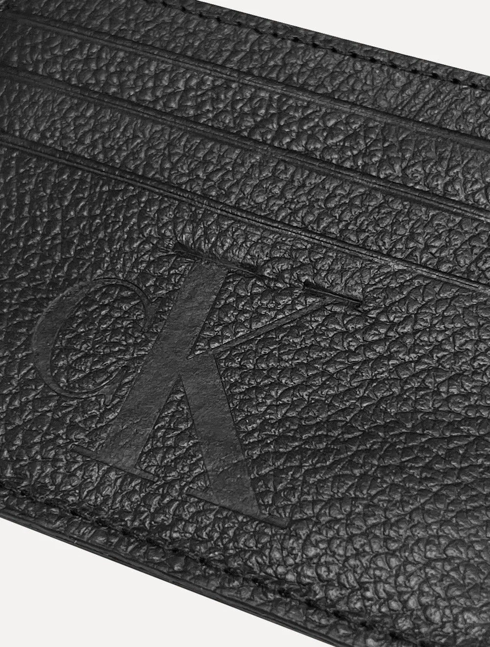 Carteira Calvin Klein Jeans Porta Cartão Couro CK Queima Preta