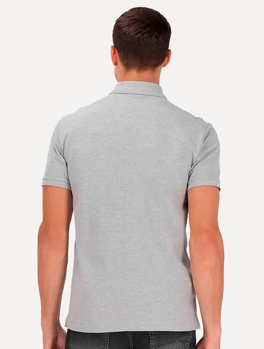 Polo Calvin Klein Masculina Piquet Slim Básica Sem Friso Cinza Mescla