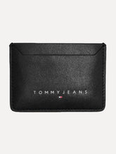 Carteira Tommy Jeans Masculina Porta Cartão Couro Core Logo Preta