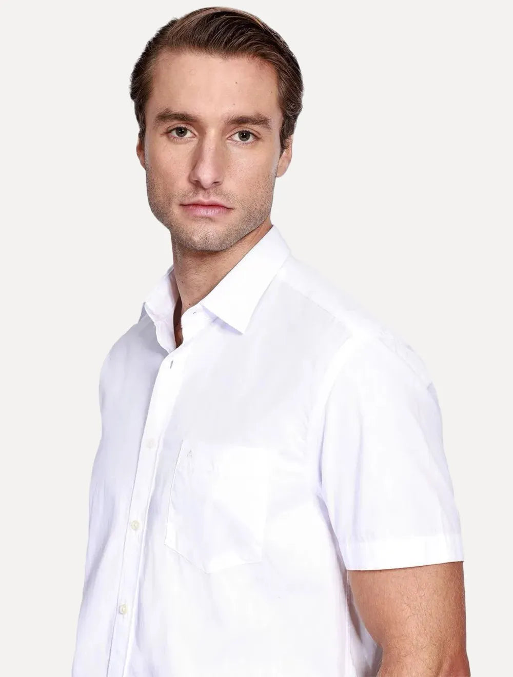 Camisa Aramis Masculina Manga Curta Regular Algodão Mescla Lotte Branca