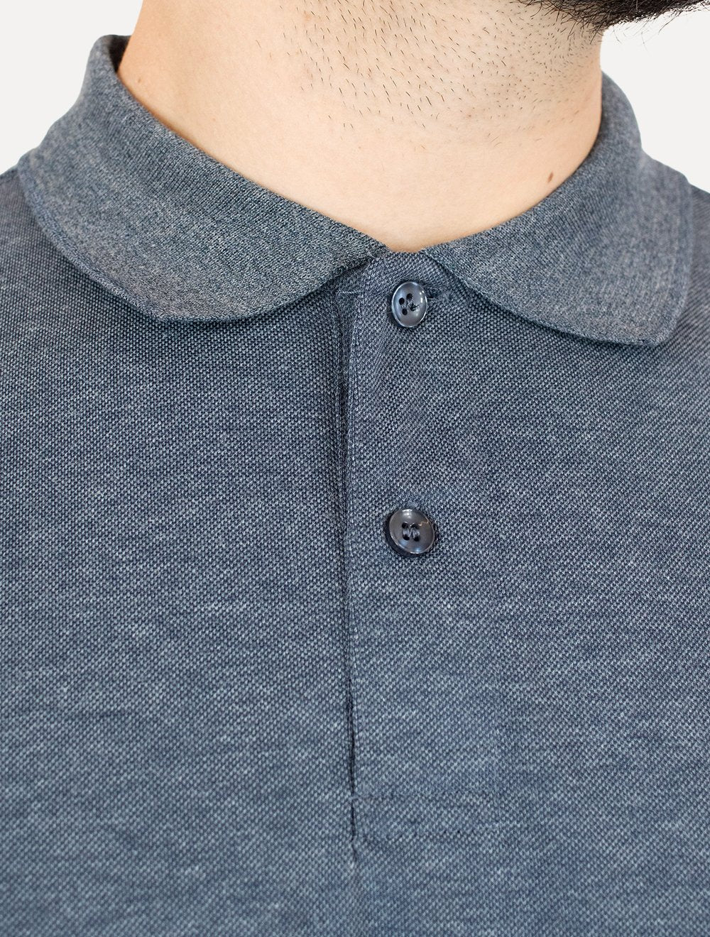 Polo Dixen Masculina Piquet Gola Lisa Azul Marinho Mescla
