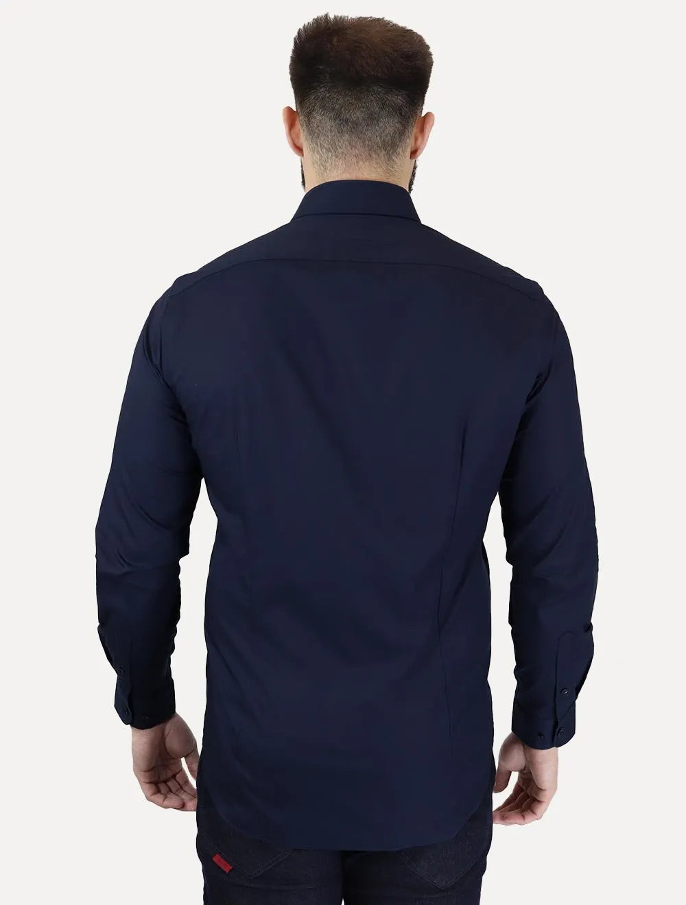 Camisa Tommy Hilfiger Masculina Slim THFlex Poplin Azul Marinho