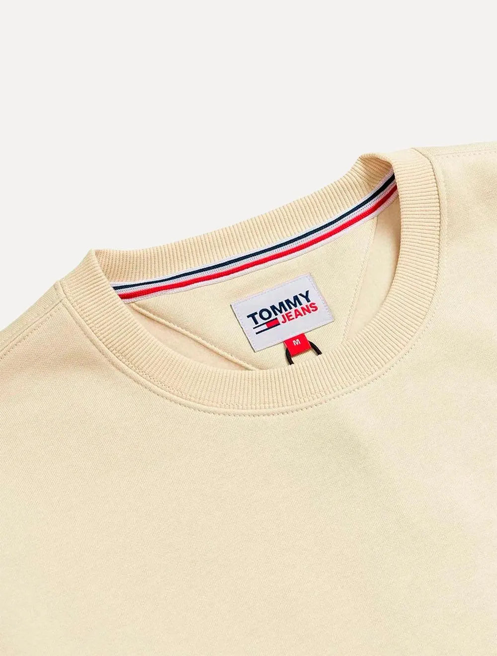 Moletom Tommy Jeans Masculino Fleece Flag Crewneck Areia