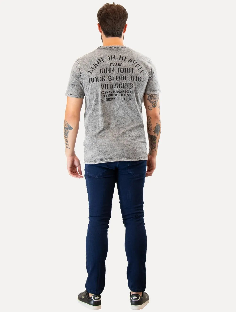 Camiseta John John Masculina Regular Vintage Rock Store Cinza Mescla