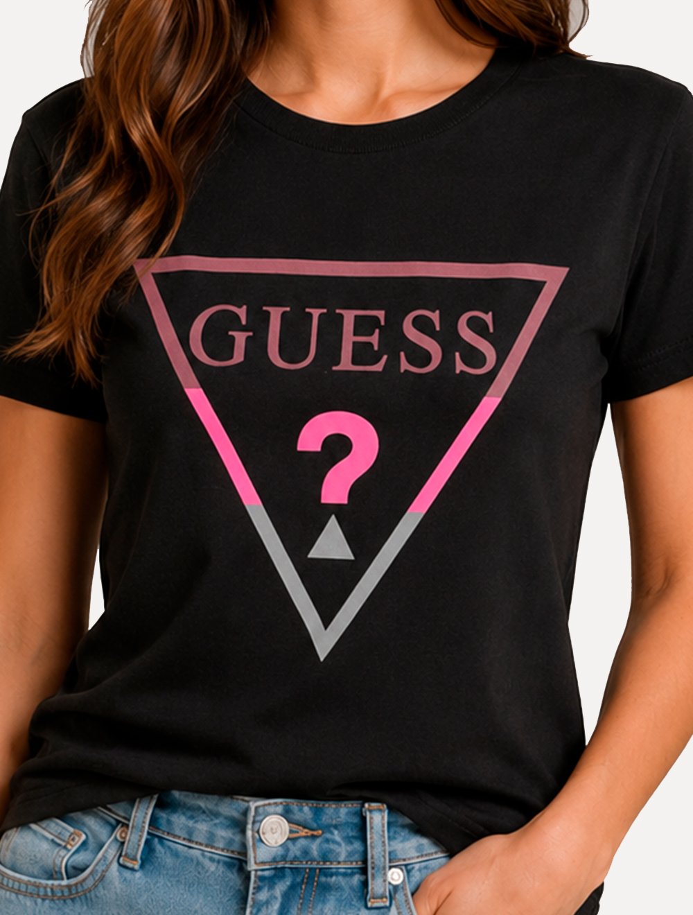 Camiseta Guess Feminina Bust Printed Multicolor Preta