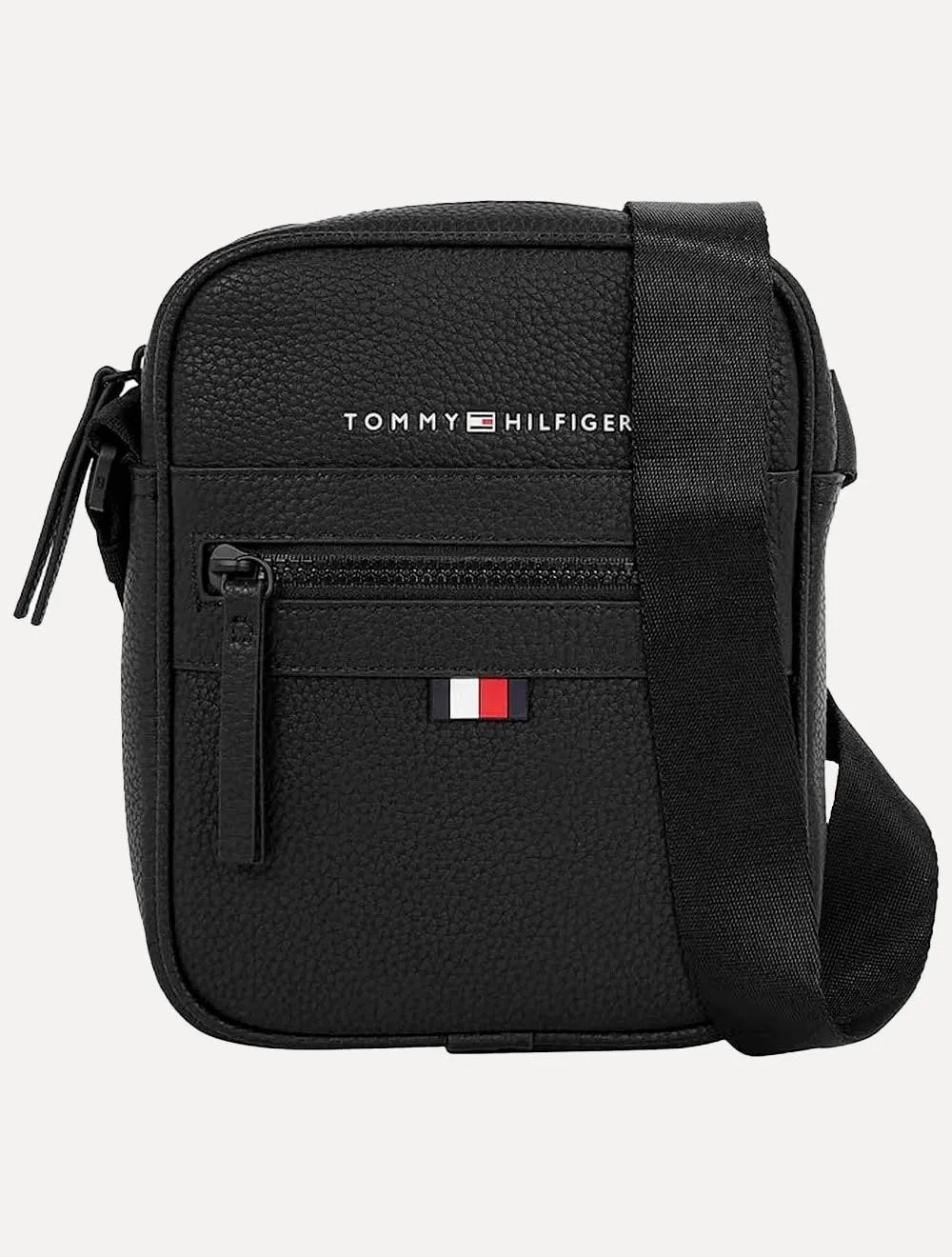 Bolsa Bag Tommy Hilfiger Masculina Essential Pu Mini Reporter Preta