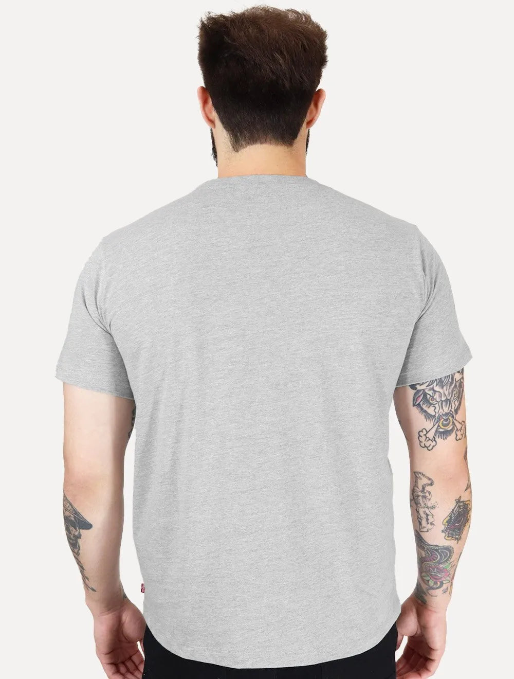 Camiseta Levis Masculina Relaxed Center Logo Stripe Cinza Mescla