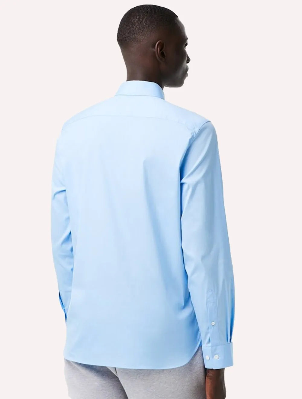 Camisa Lacoste Masculina Slim Fit Popeline Stretch Mono Azul Claro