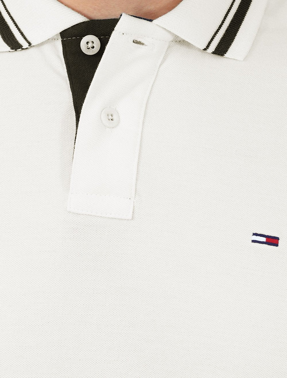 Polo Tommy Jeans Masculina Piquet Regular Tipped Off White