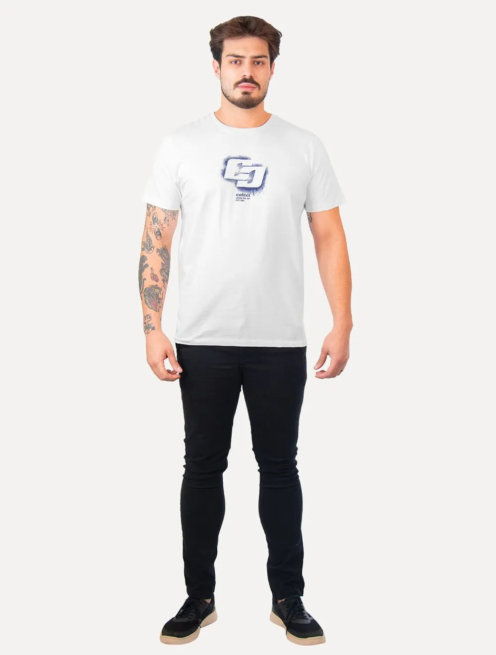 Camiseta Colcci Masculina Slim Splash Logo Branca