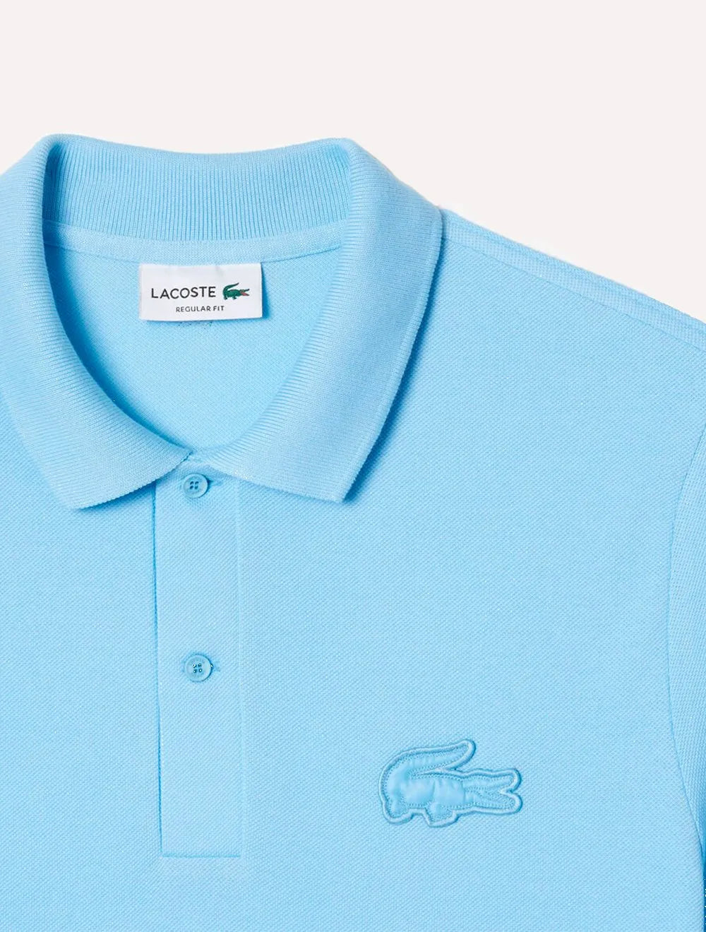 Polo Lacoste Masculina Regular Piquet Quilted Crocodile Badge Azul Claro