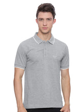Polo Guess Masculina Piquet Frieze Logo Bordado Cinza Mescla