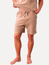 Bermuda Calvin Klein Masculina Suedine CK Logo Cáqui Médio