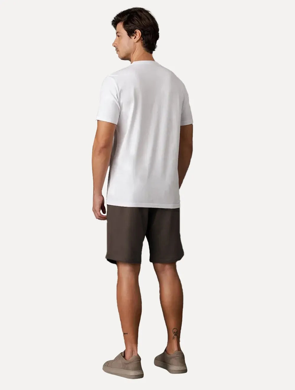 Bermuda Calvin Klein Jeans Masculina Cadarço Linen RE Issue Marrom Escuro