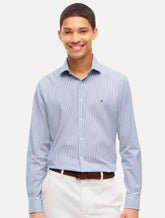 Camisa Tommy Hilfiger Masculina Slim Striped Stretch Azul Marinho