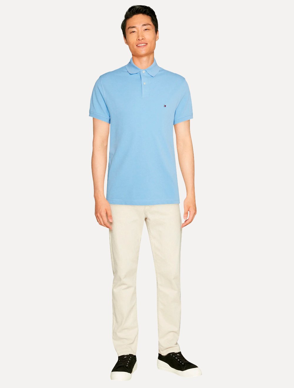 Polo Tommy Hilfiger Masculina Regular Piquet 1985 Azul Claro