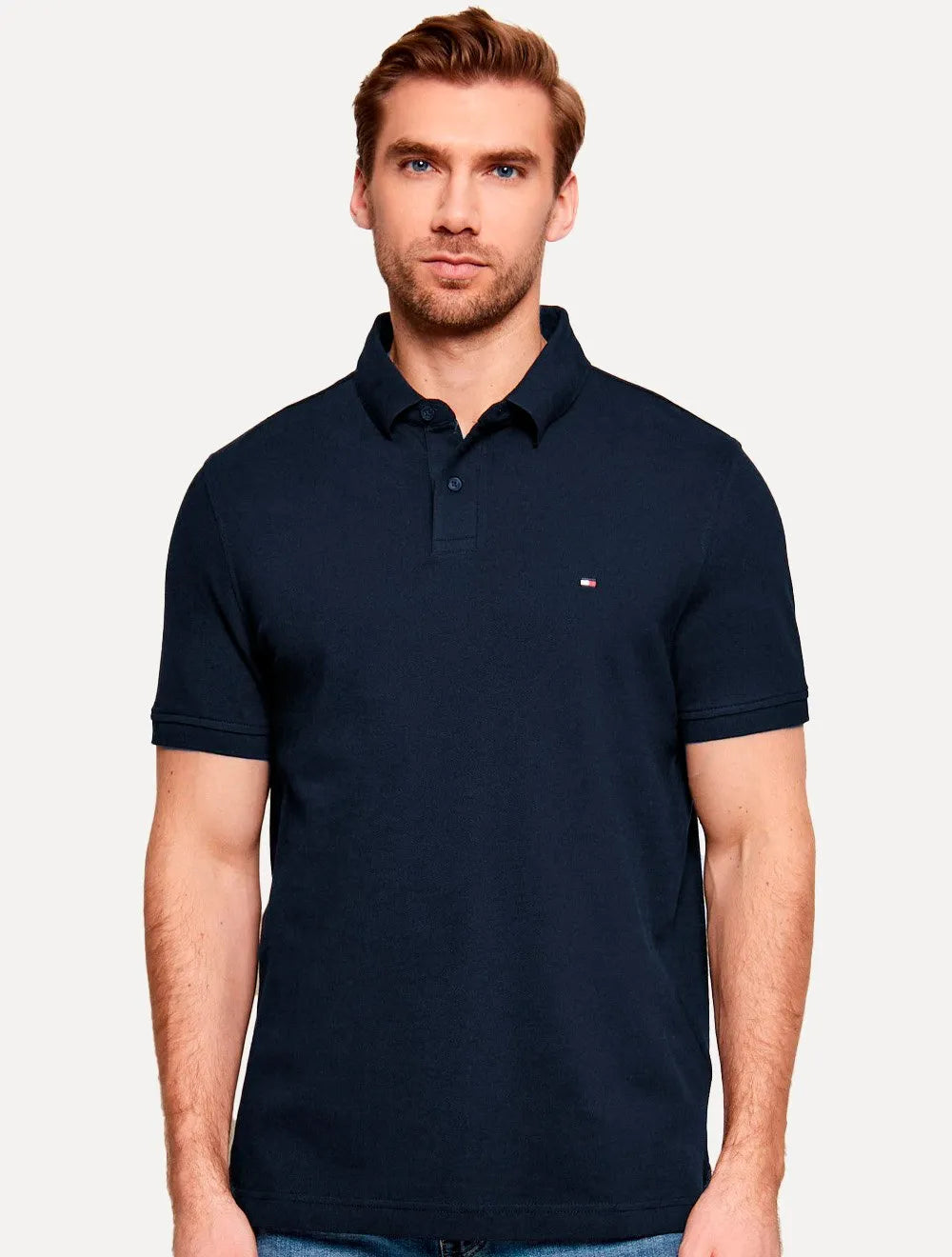 Polo Tommy Hilfiger Masculina Regular Piquet 1985 Azul Escuro