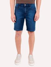 Bermuda Aramis Jeans Masculina Five Pockets Stoned Azul Médio