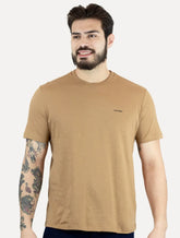 Camiseta Calvin Klein Masculina Flame New Logo Cáqui Mescla