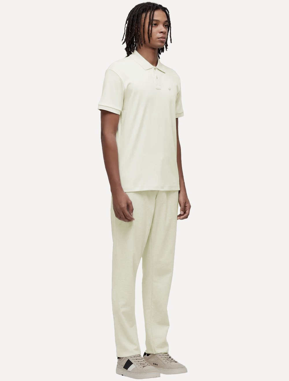Polo Osklen Masculina Comfort Tridente Pure Touch Mono Logo Areia