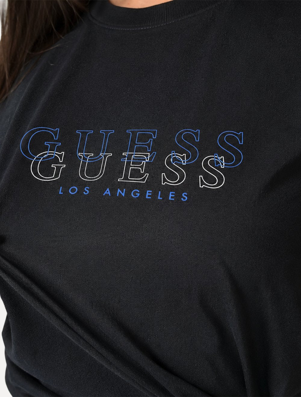 Camiseta Guess Feminina Los Angeles Double Outline Logo Preta