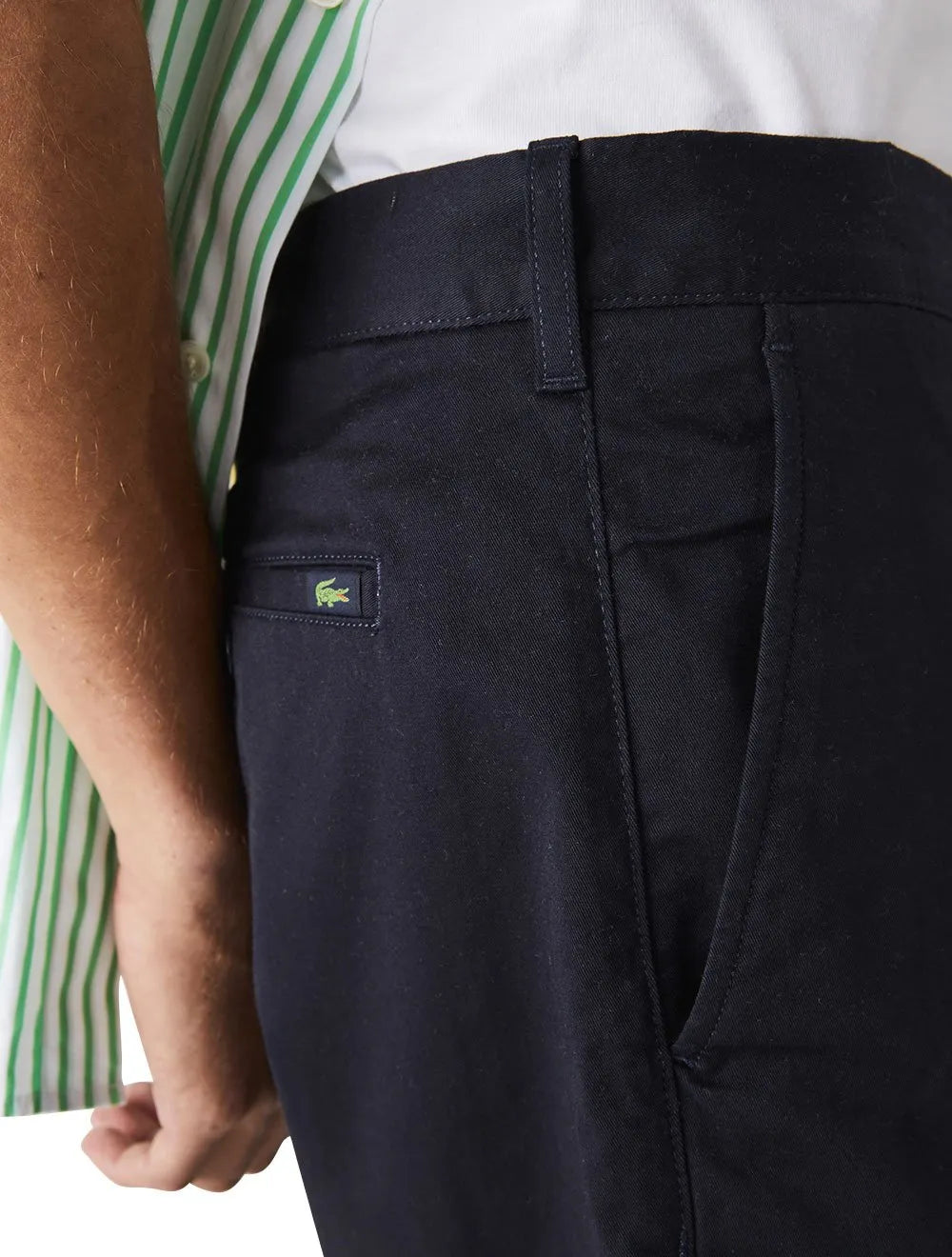 Bermuda Lacoste Masculina Sarja Regular Cotton Stretch Azul Marinho