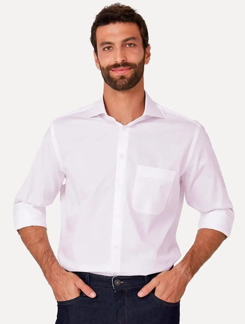 Camisa Dudalina Masculina Comfort Tricoline Lisa Rosa Claro