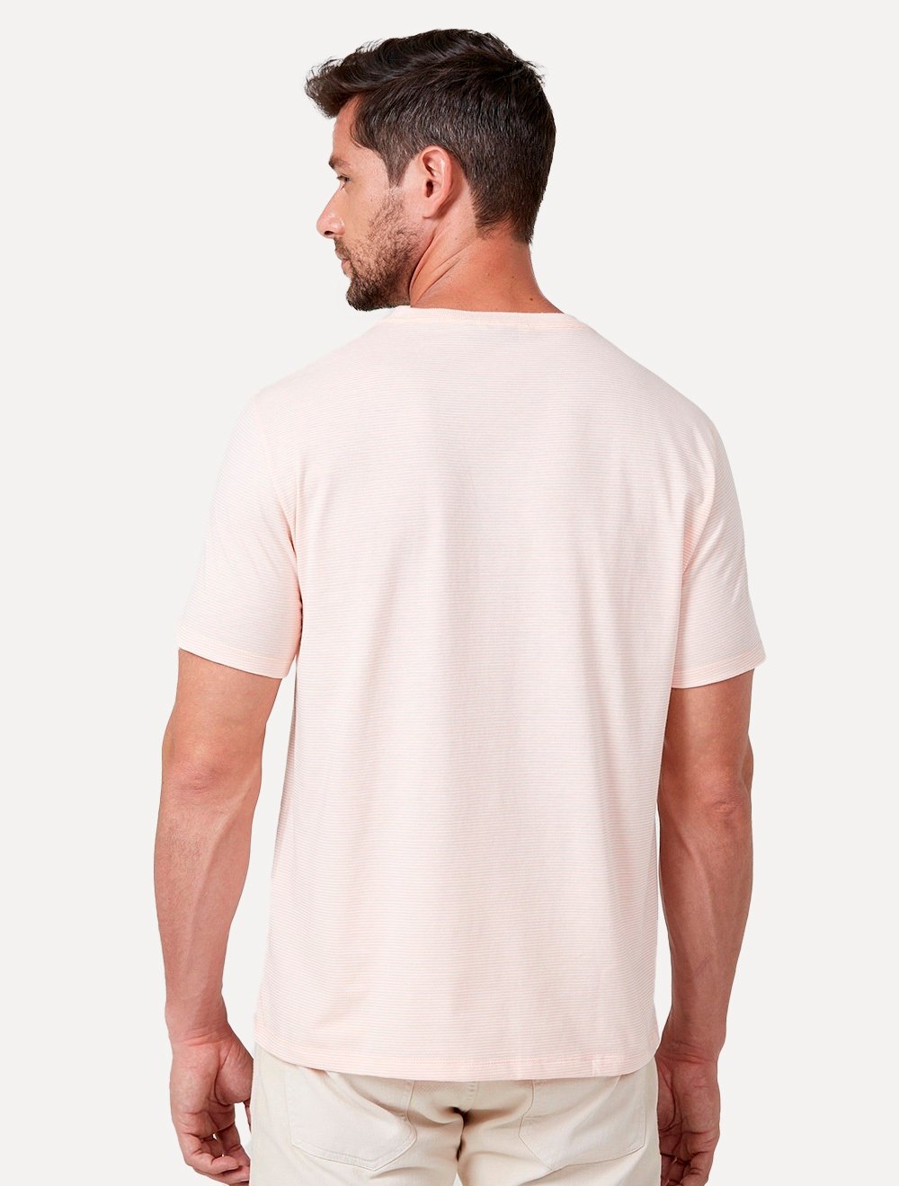 Camiseta Dudalina Masculina Mini Stripes Rosa Claro