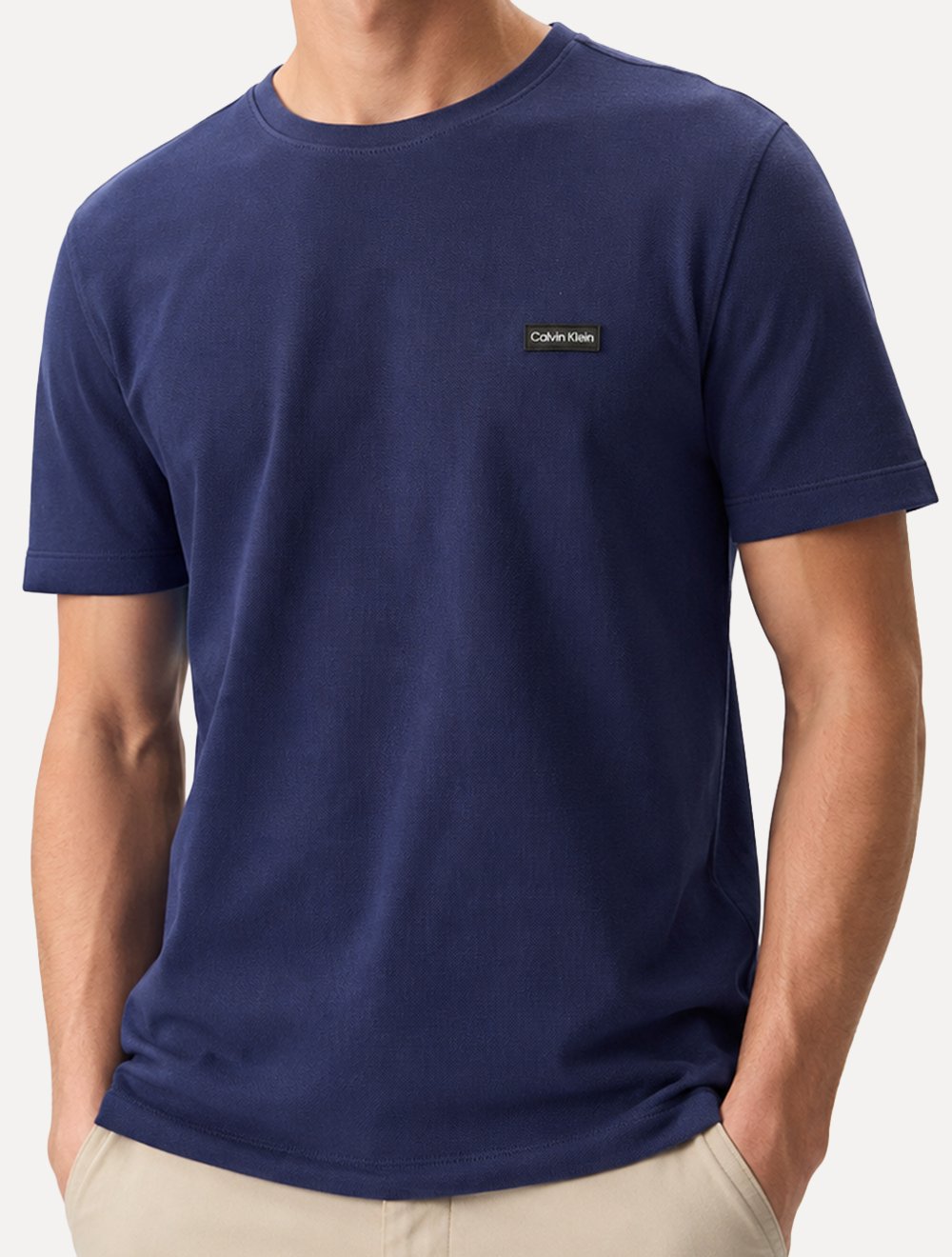 Camiseta Calvin Klein Masculina Piquet Orgânico Azul Marinho