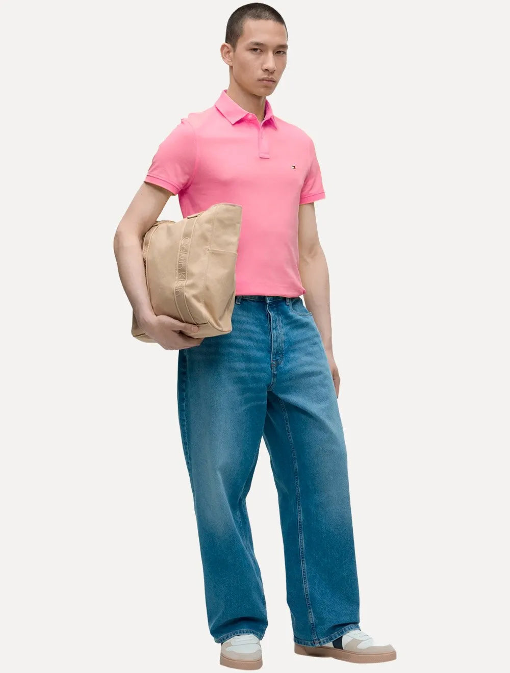 Polo Tommy Hilfiger Masculina Regular Piquet 1985 Rosa