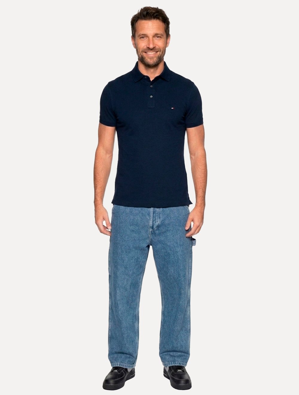Polo Tommy Hilfiger Masculina Slim Piquet 1985 Azul Escuro