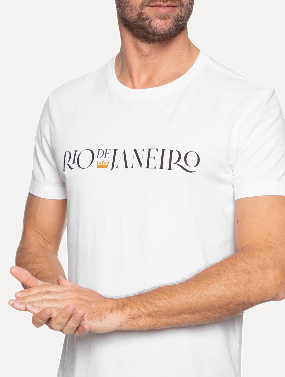 Camiseta Osklen Masculina Slim Stone Rio De Janeiro Serifado Branca