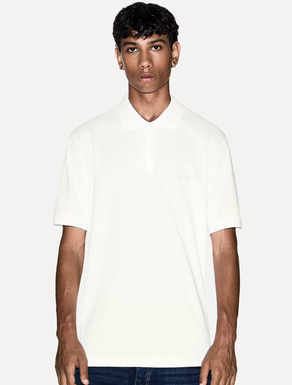 Polo Armani Exchange Regular Fit Light Logo Milano Off White