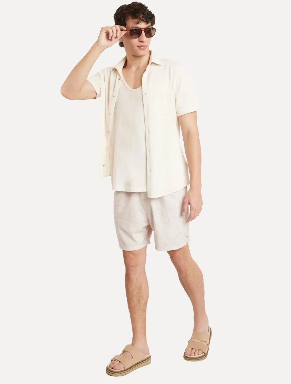 Short Aramis Masculino D'Água Estampado Traços Cáqui Claro