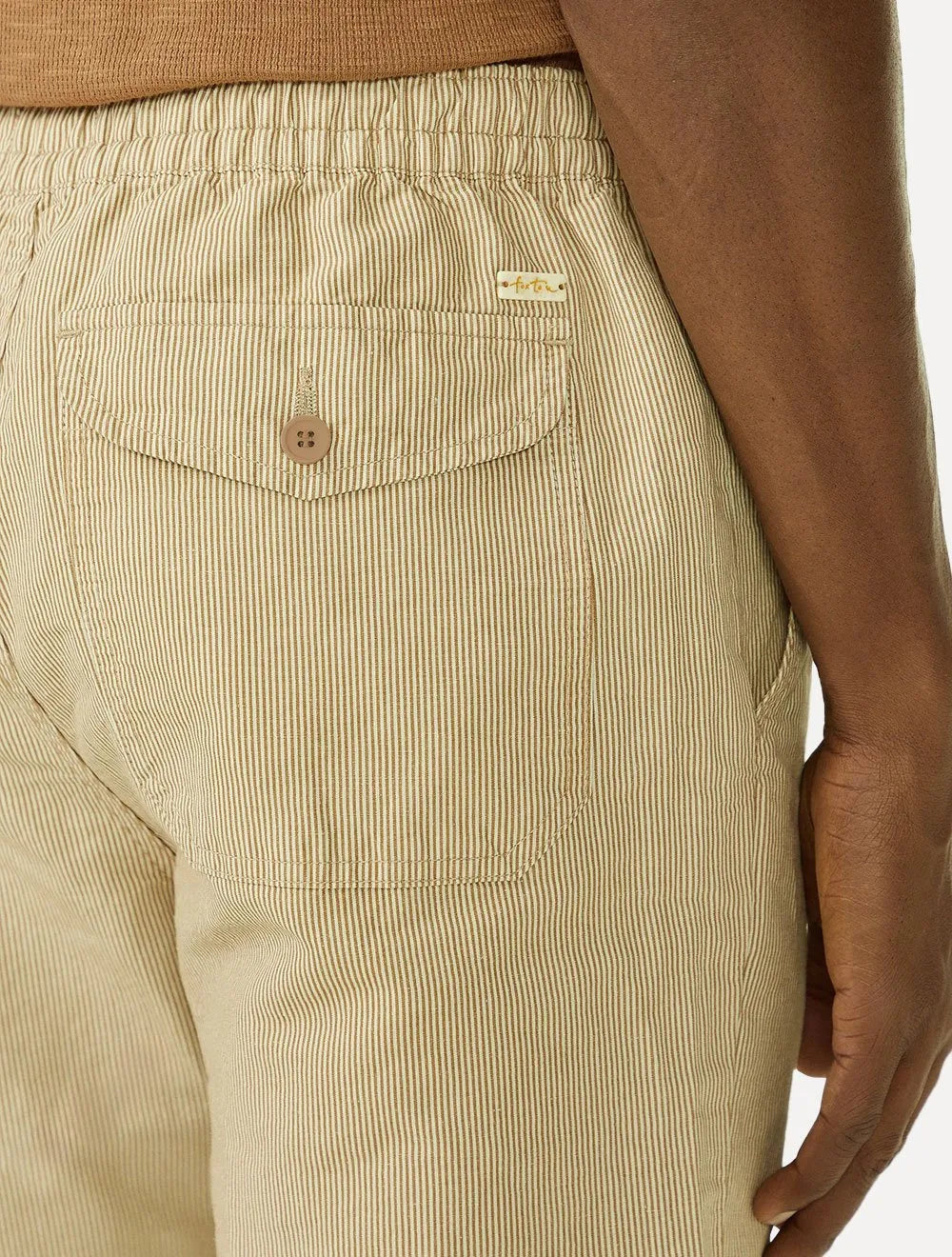 Calça Foxton Masculina Linho Nice Listrada Cáqui