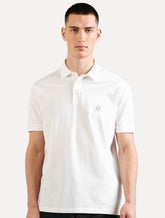 Polo Armani Exchange Masculina Regular Fit Logo Icon AX Off White