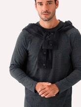 Camiseta Aramis Masculina Manga Longa Basica Logo Grafite Mescla