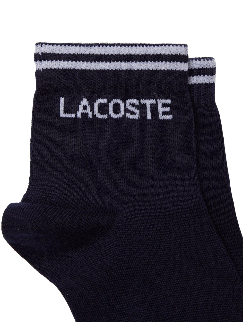 Meias Lacoste Cano Curto Sport Low Cotton Marinho / Branca Pack 2UN