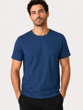 Camiseta Aramis Masculina Basic Lisa Mono Logo Azul Alumínio