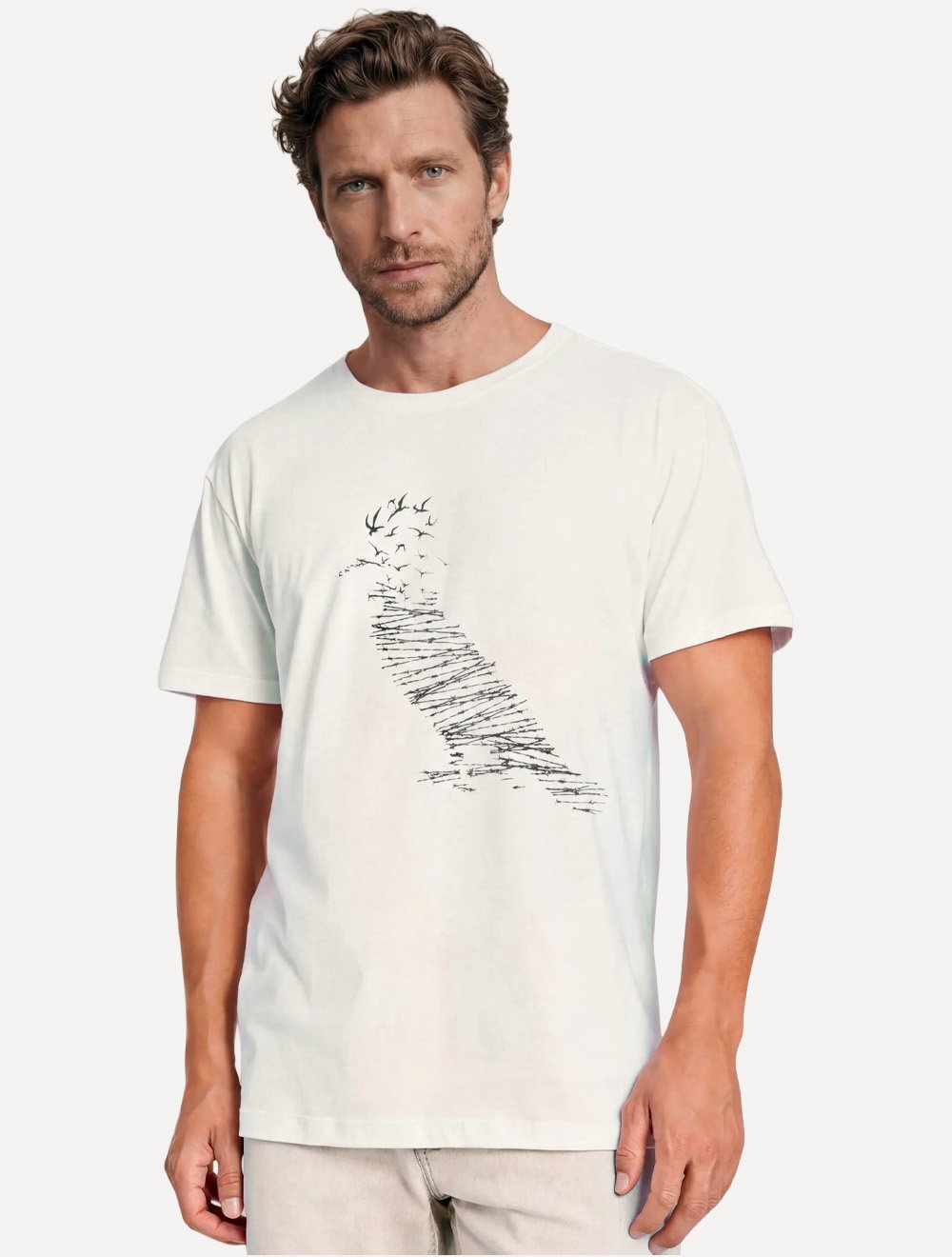 Camiseta Reserva Masculina Pica-Pau Livre Pra Ser Off White