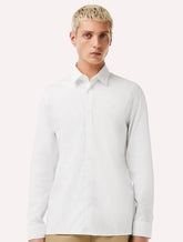 Camisa Lacoste Masculina Slim Fit Popeline Stretch Mono Branca