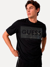 Camiseta Guess Masculina Los Angeles Dark Logo Block Preta