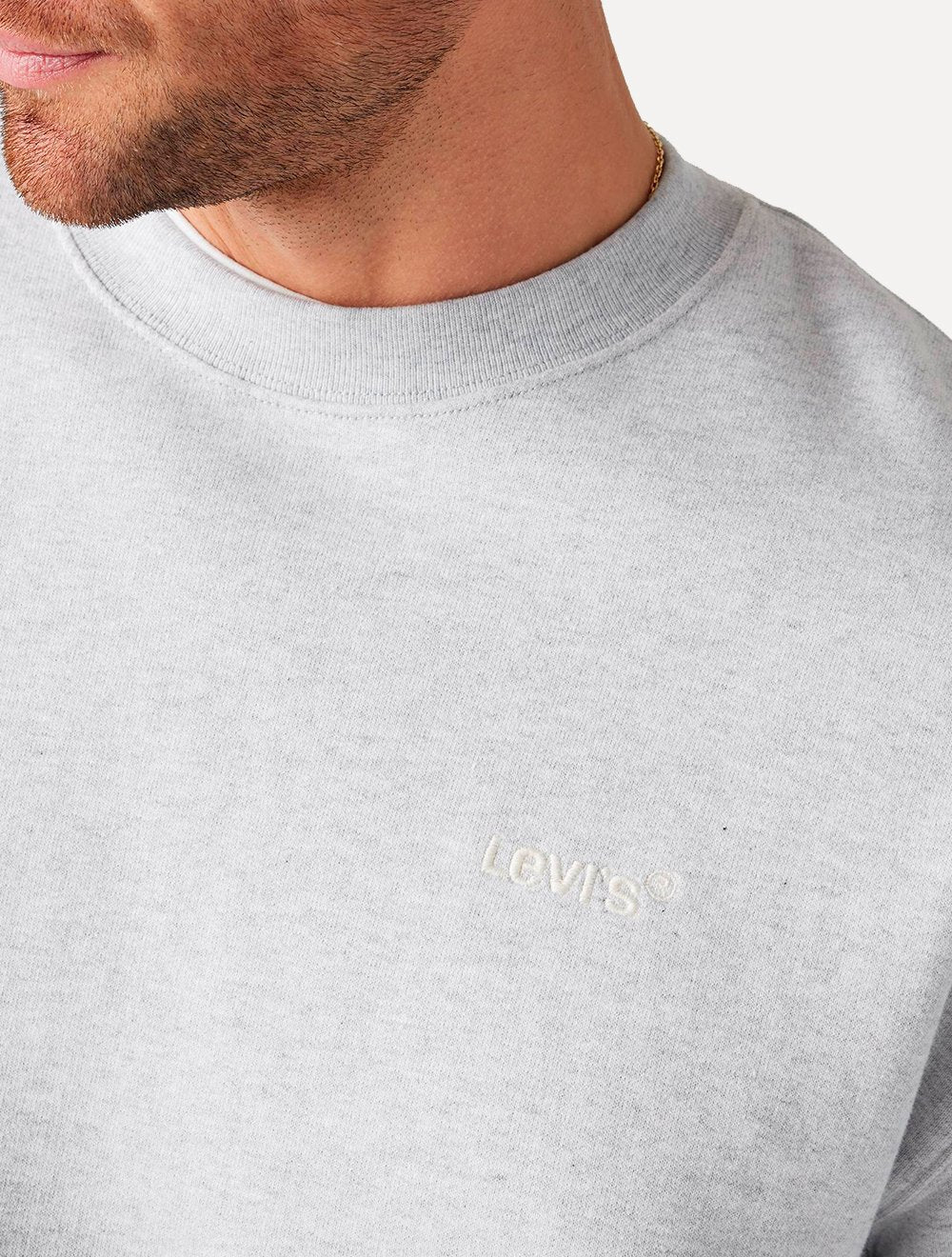 Moletom Levis Masculino Crewneck Authentic Logo Poster Cinza Mescla